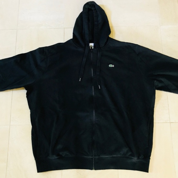 black lacoste zip up hoodie